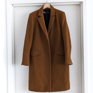 Brown Long Peacoat - Zara - L